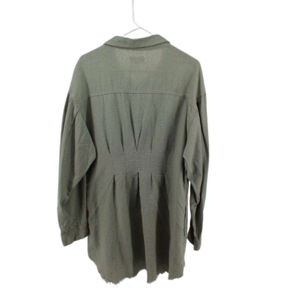 Risen Los Angeles Linen Blend Shirt‎ Dress Womens XL Sage Green Button Up NWT - Picture 3 of 9